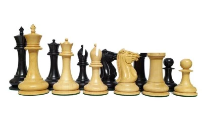 Morphy Cooke 4.4" Reproduction circa 1849 Non-Antiqued Chess Set in Ebony wood
