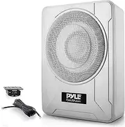 8-Inch Low-Profile Amplified Subwoofer System - 600 Watt Compact Enclosed Active Marine Underseat Car Subwoofer with Built in Amp, Powered Car Subwoofer w/Low & High Level Inputs - Pyle PLMRSBA8