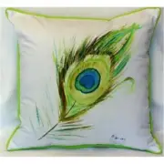 Betsy Drake HJ759 Peacock Feather Indoor & Outdoor Throw Pillow- 18 x 18 in.