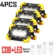 4Pcs LED COB Work Lights Spotlight Floodlight Rechargeable Emergency Flashlight