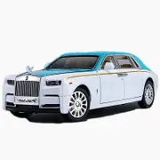 Catzon 1:24 Phantom Alloy Car Model with Luminous Crystal Emblem and Starlight Headliner-WhiteBlue