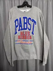 NWT Pabst Blue Ribbon Cool Blue Milwaukee Fleece Sweatshirt Beige Sz L