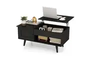 Costway Lift-Top Coffe Table Wooden Coffee Table Hidden Storage Cabinet Black