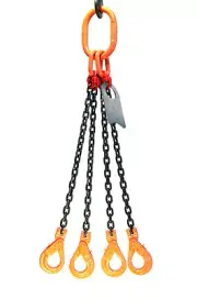 Chain Sling - 5/8" x 10' Quad Leg with Positive Locking Hooks - Grade 80