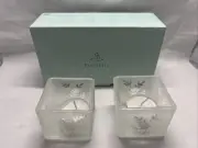 PartyLite P7235 Set of 2 Frosted Votive Square Pair Candle Holders NIB