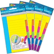 Redi-Tag Divider Sticky Notes, Tabbed Self-Stick Lined Notepads, 240 Ruled Notes, 4" x 6", 4 Books Per Pack, Assorted Colors (B29504)