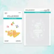 Floral Hello Layered Stencil & Die Set, Gray