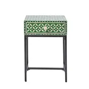 [OneWorld Collection] Stella Bone Inlay Bedside Table Green/White