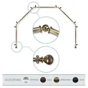 Nadeen 13/16" 5-Sided Bay Window Curtain Rod 28-48 inch (each side) - 4 colors