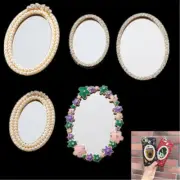 Mixed Flower Pearl Oval Glass Mirror Bling DIY Mobile Phone Case Decor Accessory
