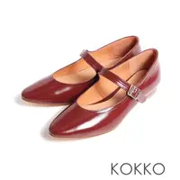 在飛比找momo購物網優惠-【KOKKO 集團】KOKKO甜美秀氣瑪莉珍牛油皮舒弧低跟鞋