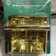 MINT CRAFT BRASS PLATED RECESSED SOAP HOLDER AND GRAB BAR