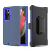 Samsung Galaxy S22 Ultra Compatible Case Cover With Shockproof Robot Armor Hard Plastic And Belt Clip - Navy