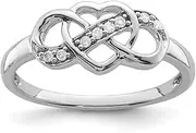 [JewelryWeb] 925 Sterling Silver Polished Prong set Diamond Love Heart Ring 2mm Wide Statement-Ring for Women