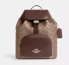 Coach Outlet Pace Large Backpack Signature Canvas CZ984 SVXHE Silver/Tan/Brown