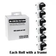 6Rolls 1-1/2"x3-1/2" Large White Paper Address Labels For Brother QL-800 DK-1208