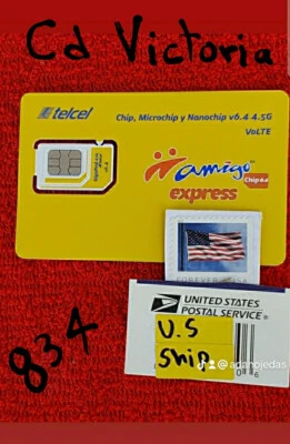 Telcel MEXICO CD VICTORIA TAMPS LADA 834 Prepaid SIM Card ALREADY ACTIVATED.
