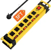 Power Strip Surge Protector 2700J with Individual Switches and Flat Plug, 3FT...