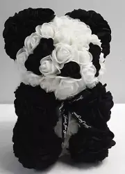 New, 9” Black/White Foam Flowers Panda Bear Valentine’s Day Gift