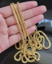 Franco Chain 3mm 22" Necklace Real 10K Yellow Gold STRONG chain for pendant