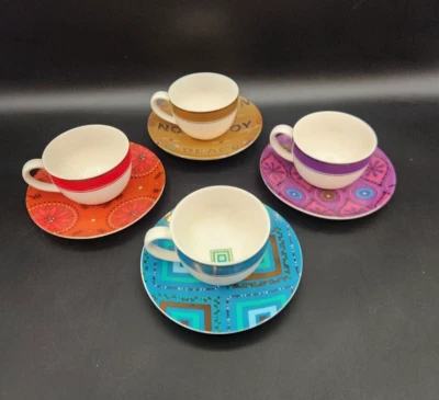 Starbucks Ornament/Noel Holiday Demitasse Cups and Saucers Set of Four 2006 NWT