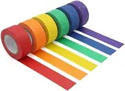 JONYEE Coloured Masking Tape, Arts & Crafts, Labelling or Coding - 6 Colours, 1 Inch x 13 Yards (2.4cm X 12m)