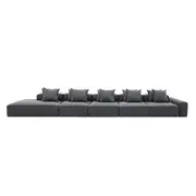 [James Lane] Riley Linen Charcoal Modular Sofa - 1x Arm, 4x Armless, 1x Left Terminal