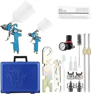 GUYOS Gravity Feed Air Spray Gun Kit Spray Gun Small & Large Air Paint Sprayers with 125ml & 600ml Fluid Cups 1.0mm/1.4mm/1.7mm/2.0mm Nozzles Paint Spraying Gun for Car Repair Furniture Surface