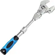 Leona Co 5 In 1 Flexhead Adjustable Wrench, 10" Ratcheting Crescent Wrenches with Retractable Extension Shank and 180⁰ Rotating Head