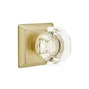 Emtek Old Town Clear Crystal Door Knob Privacy Quincy Rosette Satin Brass
