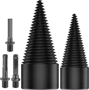 2Pcs Firewood Log Splitter 32mm 42mm High-Carbon Steel Wood Log Drill Bit with Hex/Round/Square Shank Titanium Coated Sturdy Wood Splitting Screw Cone for Electric Drill Camping