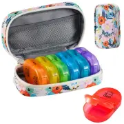 Weekly Travel Pill Organizer 2 Times A Day AM PM Upgraded Rainbow Pill Box 7 ...
