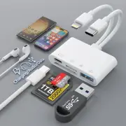 4 in 2 SD Card Reader for iPhone/iPad MFi Certified USB C/Lightning to SD Car...