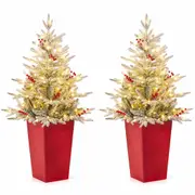 Costway 122CM Pre-lit Artificial Entrance Christmas Tree w/313 Branch Tips & 100 LED Lights