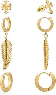 [SMYHTGLIF] Small Hoop Earrings for Women Gold Plated Hypoallergenic Stack Cartilage Stud Earrings Set
