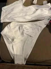 Topshop White Textured 2 Piece Bikini - Size 12 bottoms size 12 top NWT