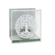 Crystal Wonderland Mirror Tree Of Life Silver Glass Tea Light Candle Holders