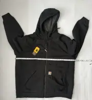 Carhartt Mens Rain Defender Sherpa Lined Full Zip Hooded Sweatshirt Black