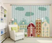 3D House Cloud O15 Christmas Photo Curtain Printing Fabric Window An