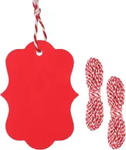 Red Gift Tags, 100PCS Red Paper Gift Tags with String, 2.8X2 in Blank Hang Label