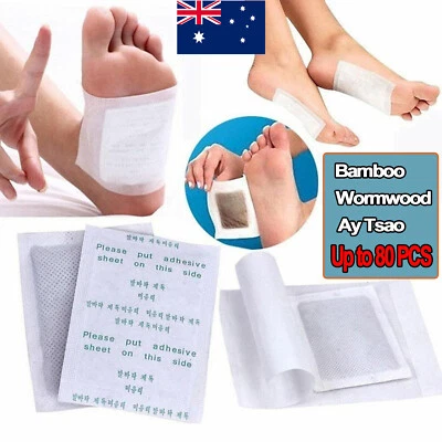 80pcs Bamboo Detox Foot Patches Pad Natural Plant Toxin Removal Sticky Adhesive