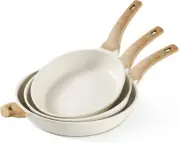 NonStick Granite Stone Cookware Chef's Pans, (White Granite, 9.5"+11"+12.5”)