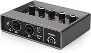 XTUGA Q-16 Professional Audio Interface USB Recording Sound Card with 16 bit/48 kHz Audio Resolution Built-in Monitor Jack, DSP Effect, 48V Power Use For Studio Recording, K Song Record…