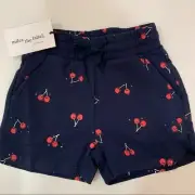 Miles the label Kids Navy w/Cherries Print French Terry Sweat Shorts Size 4T