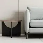 18" Light Brown and Black Wood Round Cross Legs End Table