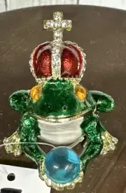 Cloisonne Frog, Trinket Box, Keepsake, Frog Prince, Pepe The Frog