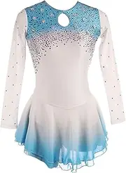 [Zagitova] Long Sleeve Figure Ice Skating Dress Irregular Hem Roller Skating Dance Dress Team Competition Uniform