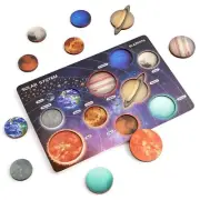 Wooden Solar System Puzzle for Kids 3-5 Montessori Planet Match Sensory Toy