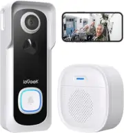 2K Video Doorbell Camera Wireless Door Bell with Chime Ringer, with Alexa, IP66