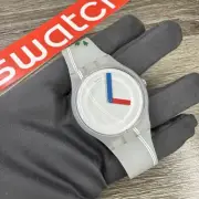 NEW✅ Swatch T'Schuss White Dial St. Bernard Puppy Trip Unisex Watch SUOW137